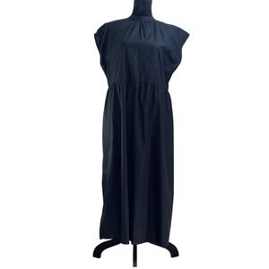Hering Women's Black Maxi Dress Mock Neck Sleeveless‎ Cotton Casual long